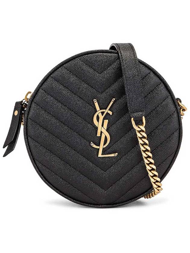 Monogram Round Tambourine Bag Black 610436 - SAINT LAURENT - BALAAN 1