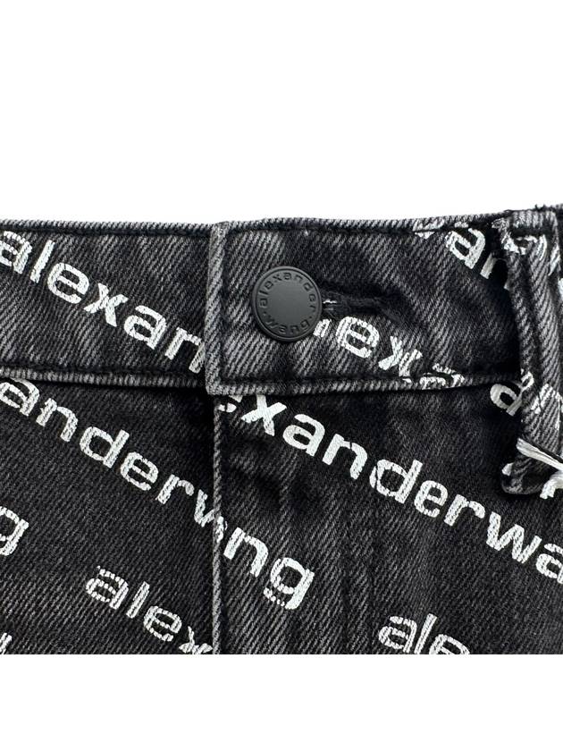 Grey Age Denim Bite Logo Shorts Black - ALEXANDER WANG - BALAAN 4