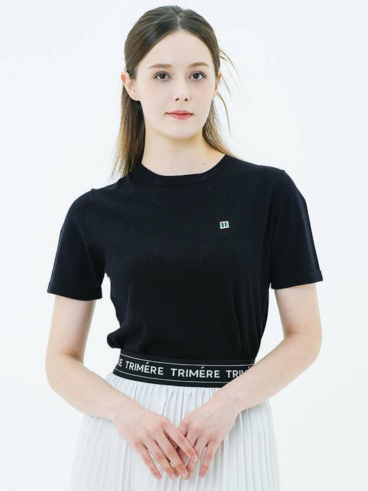 Logo wappen short sleeve round knit WOMAN BLACK T22WTN0309 - TRIMERE - BALAAN 1