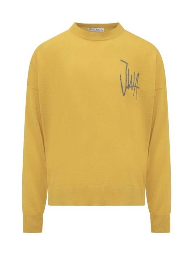 Logo Crew Neck Jumper Knit Top Yellow - JW ANDERSON - BALAAN 2