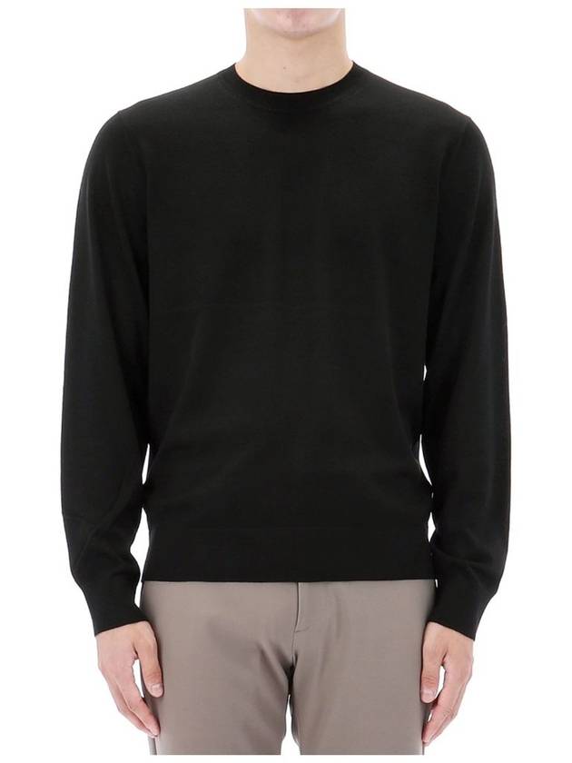 Crew Neck Wool Knit Top Black - THEORY - BALAAN 3