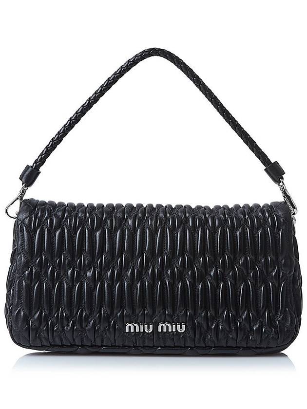 Crystal Cloque Nappa Leather Shoulder Bag Black - MIU MIU - BALAAN 4