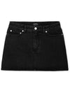 Stone Washed Denim Mini A-Line Skirt Black - A.P.C. - BALAAN 4