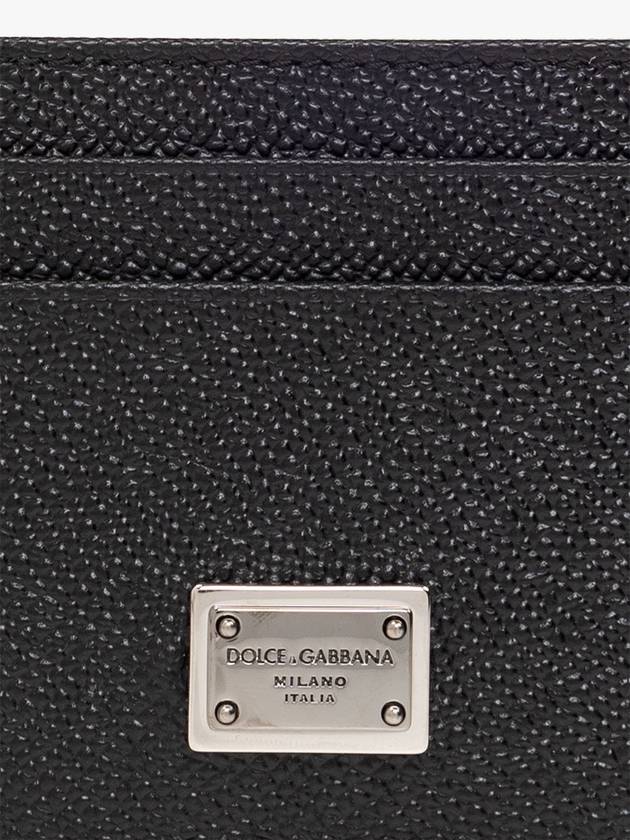 Metal Logo Calfskin Card Wallet Black - DOLCE&GABBANA - BALAAN 4