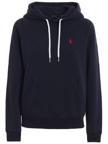 Women's Red Embroidered Logo Hoodie Top Navy - POLO RALPH LAUREN - BALAAN.