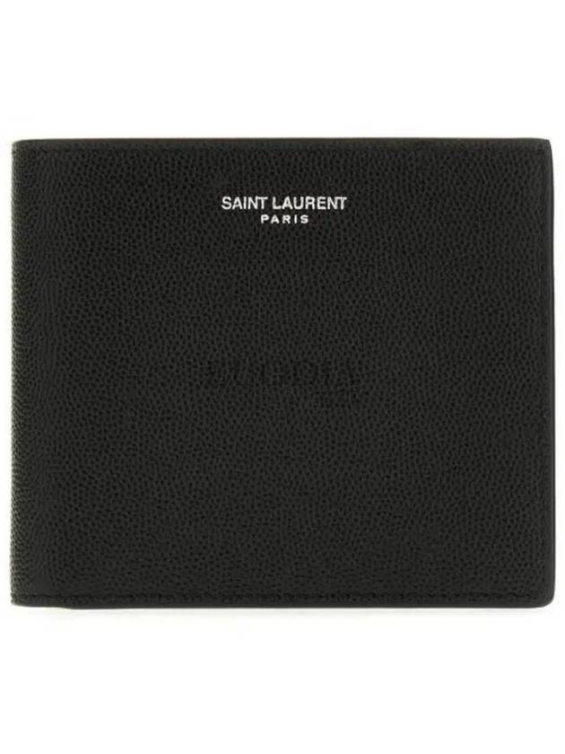 Logo East West Half Wallet Black - SAINT LAURENT - BALAAN 4