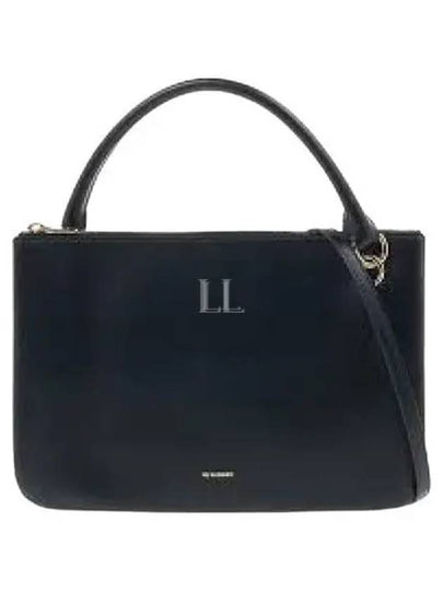 Flat Logo Leather Medium Shoulder Bag Black - JIL SANDER - BALAAN 2