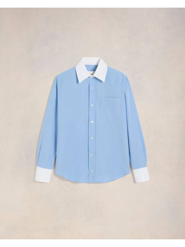 Classic Poplin Long Sleeve Shirt Blue - AMI - BALAAN 2