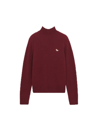 Baby Fox Patch Wool Turtleneck Burgundy - MAISON KITSUNE - BALAAN 2