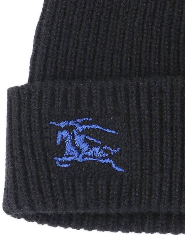 Embroidered Ribbed Cashmere Beanie Black - BURBERRY - BALAAN 4