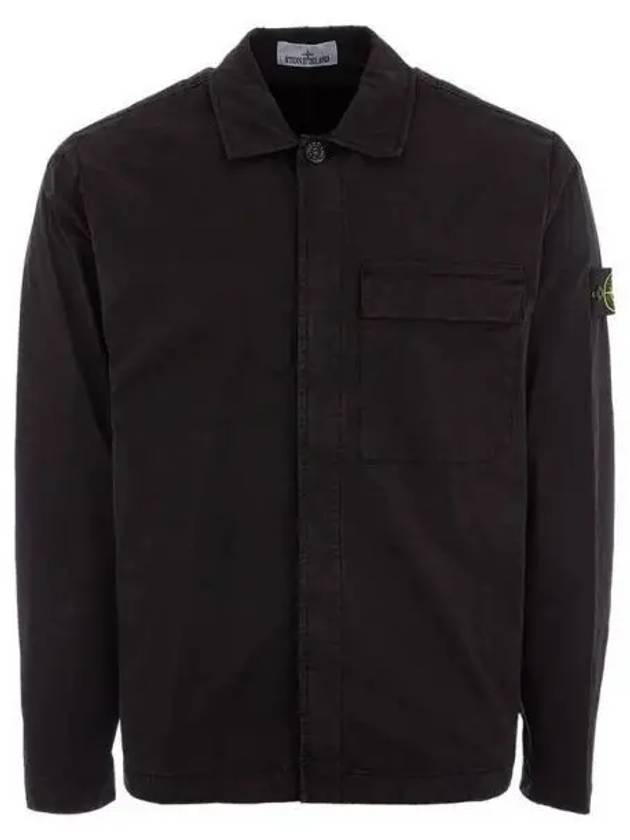 Supima Regular Fit Long Sleeve Shirt Black - STONE ISLAND - BALAAN 2