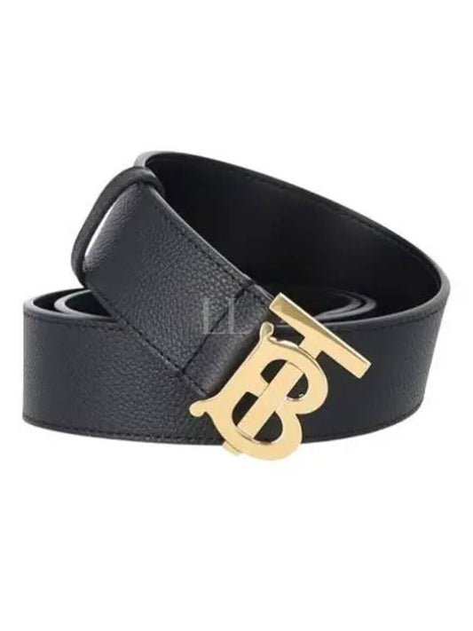 wide gold-plated TB logo leather belt black - BURBERRY - BALAAN 2