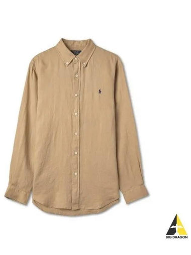 Custom fit linen shirt beige - POLO RALPH LAUREN - BALAAN 1