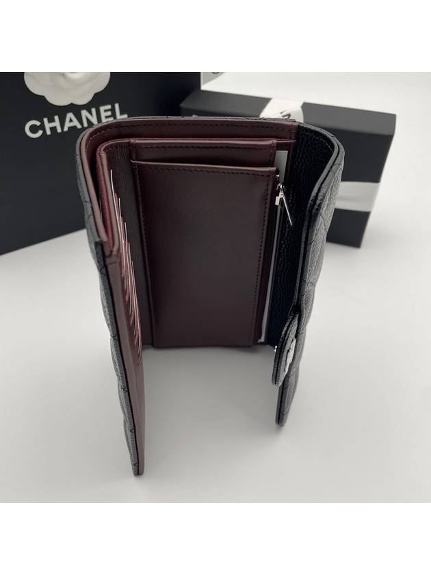 Classic Flap Wallet Grained Calfskin & Silver Black - CHANEL - BALAAN 7