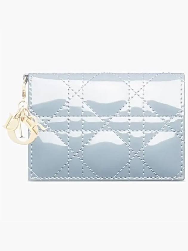 Lady Cannage Patent Calfskin Flap Card Wallet Cloud Blue - DIOR - BALAAN 2