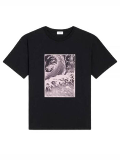 Men's Loose Wave Cotton Jersey Short Sleeve T-Shirt Black - CELINE - BALAAN 2