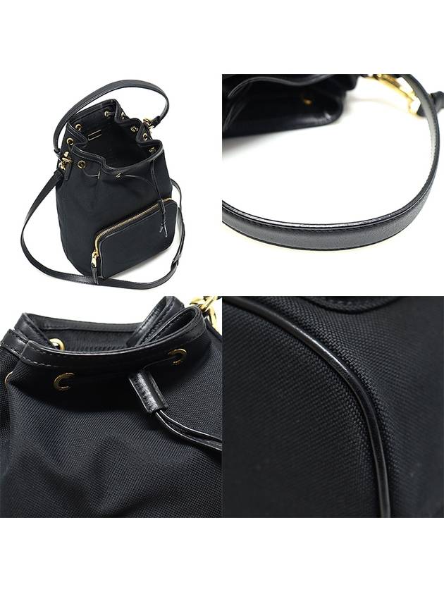 1BH097 Black jacquard leather trimming gold large bucket bag 2WAY - PRADA - BALAAN 6