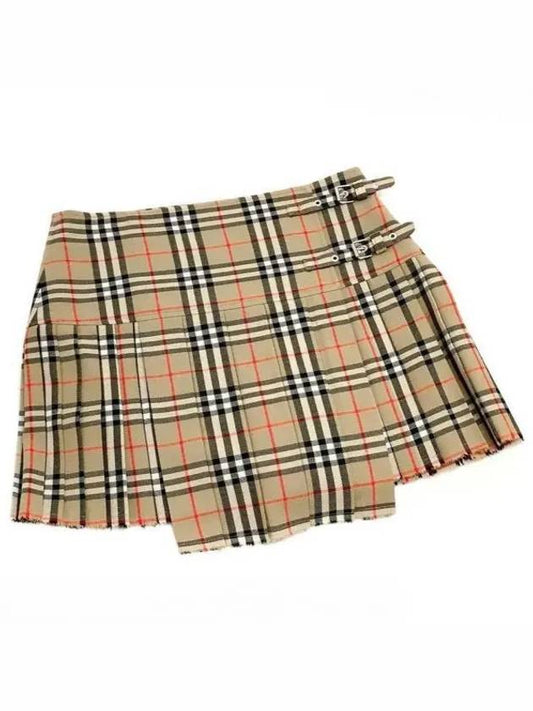 Vintage Check Wool Kilt pleated skirt Archive Beige - BURBERRY - BALAAN 2