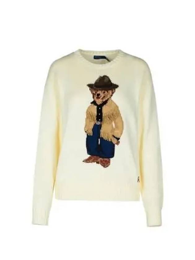 Bear Crew Neck Cotton Knit Top Cream - POLO RALPH LAUREN - BALAAN 2