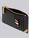 Three Stripe Tab Enamel Corner Zipper Card Wallet Black - THOM BROWNE - BALAAN 5