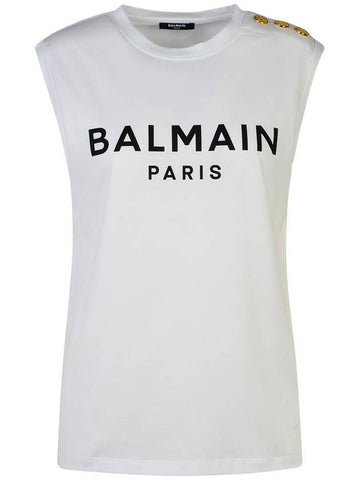 Balmain White Cotton Tank Top - BALMAIN - BALAAN 1