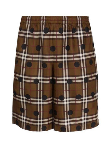 Vintage Check Polka Dot Silk Shorts Brown - BURBERRY - BALAAN 1