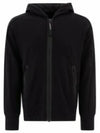 Diagonal Raised Fleece Hooded Jacket Black - CP COMPANY - BALAAN 2