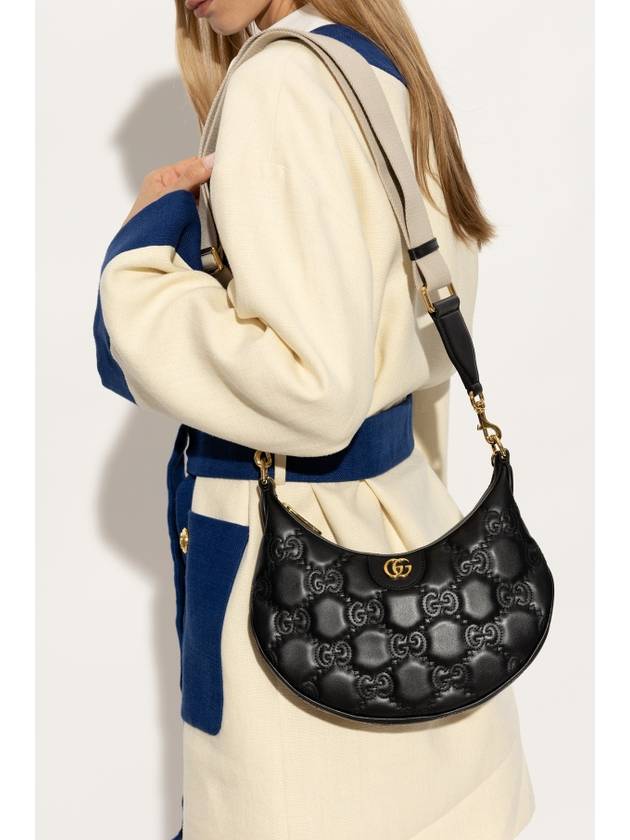 GG Matelasse Half Moon Small Shoulder Bag Black - GUCCI - BALAAN 3