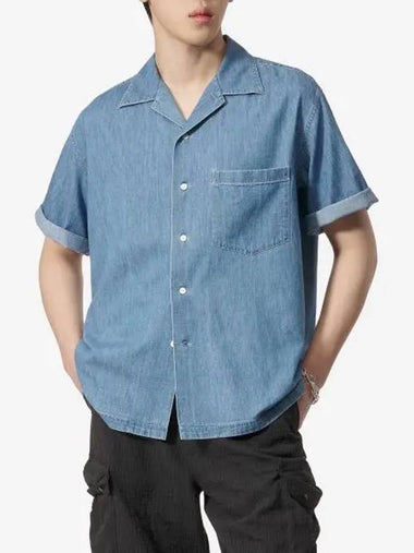 Savage Super Light Denim Half Shirt Washed Indigo A24SS02GSWASHEDINDIGO - AURALEE - BALAAN 1