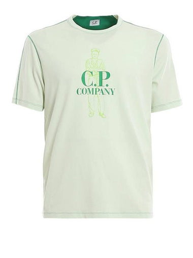 Logo Print Cotton Jersey Short Sleeve T-Shirt Light Green - CP COMPANY - BALAAN 1