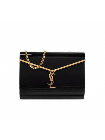 Miniaudiere Plexiglass Gold Logo Cross Bag Black - SAINT LAURENT - BALAAN 1