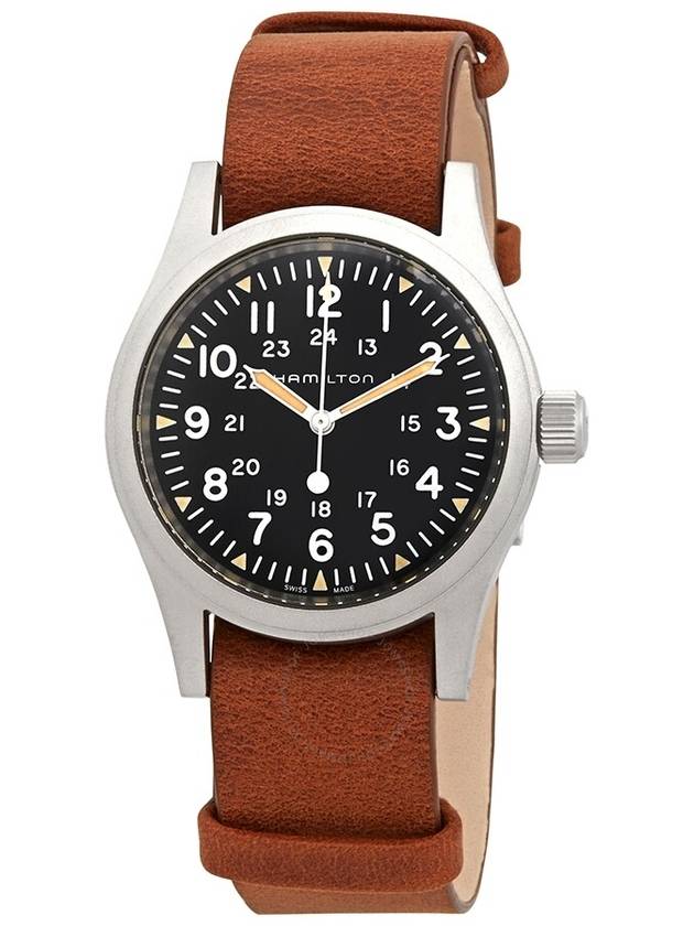 Khaki Field Mechanical Leather Watch Brown - HAMILTON - BALAAN 2