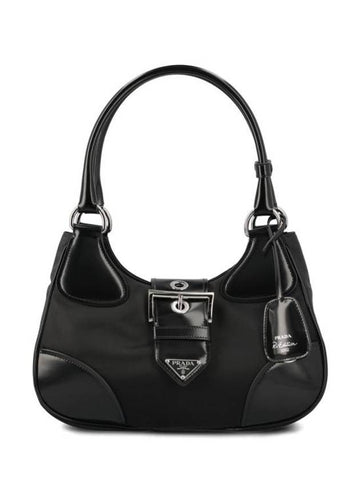 Re-Nylon Leather Shoulder Bag Black - PRADA - BALAAN 1