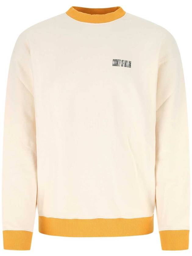 Men's Logo Print Sweatshirt Ecru Ocher Yellow - MARCELO BURLON - BALAAN 1