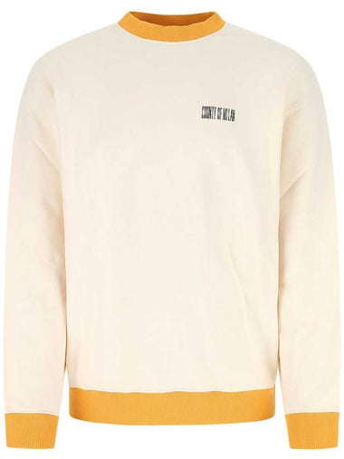 Men's Logo Print Sweatshirt Ecru Ocher Yellow - MARCELO BURLON - BALAAN 1