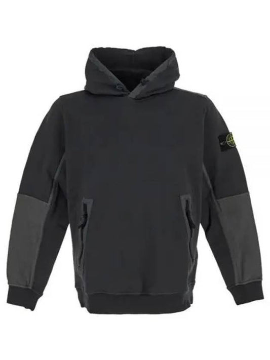 Regular Fit Mercerized Cotton Fleece Cotton Hoodie Dark Grey - STONE ISLAND - BALAAN 2