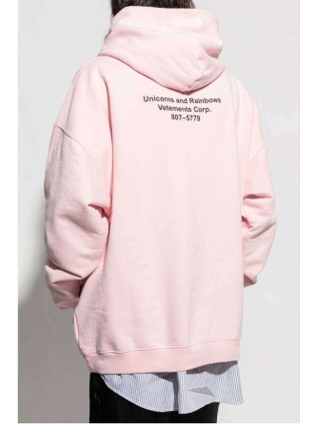 Overfit Unicorn Print Hoodie Pink - VETEMENTS - BALAAN 10