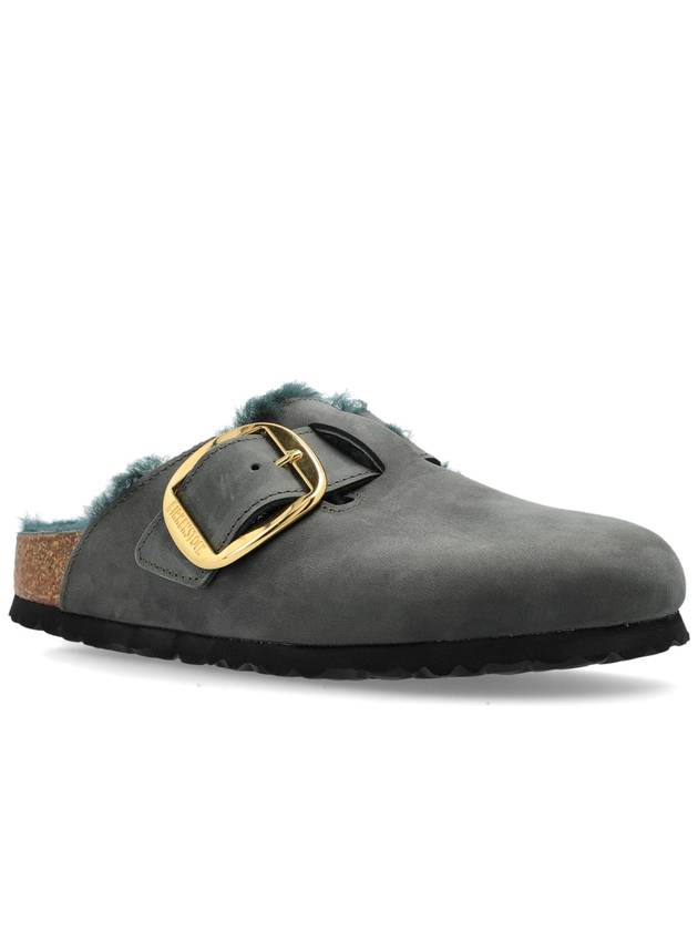 Birkenstock Clogs Boston Big Buckle Shearling, Women's, Green - BIRKENSTOCK - BALAAN 4