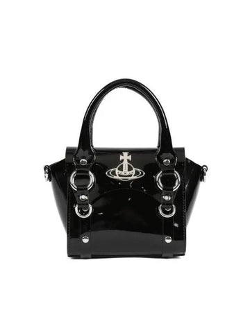 Vivienne Westwood ORB logo patent leather tote bag 48030002WL001O N403 - VIVIENNE WESTWOOD - BALAAN 1