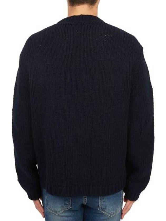 Logo Intarsia Wool Knit Top Navy - GUCCI - BALAAN 4