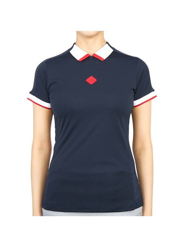 Women's Short Sleeve Polo Shirt Navy - J.LINDEBERG - BALAAN 1