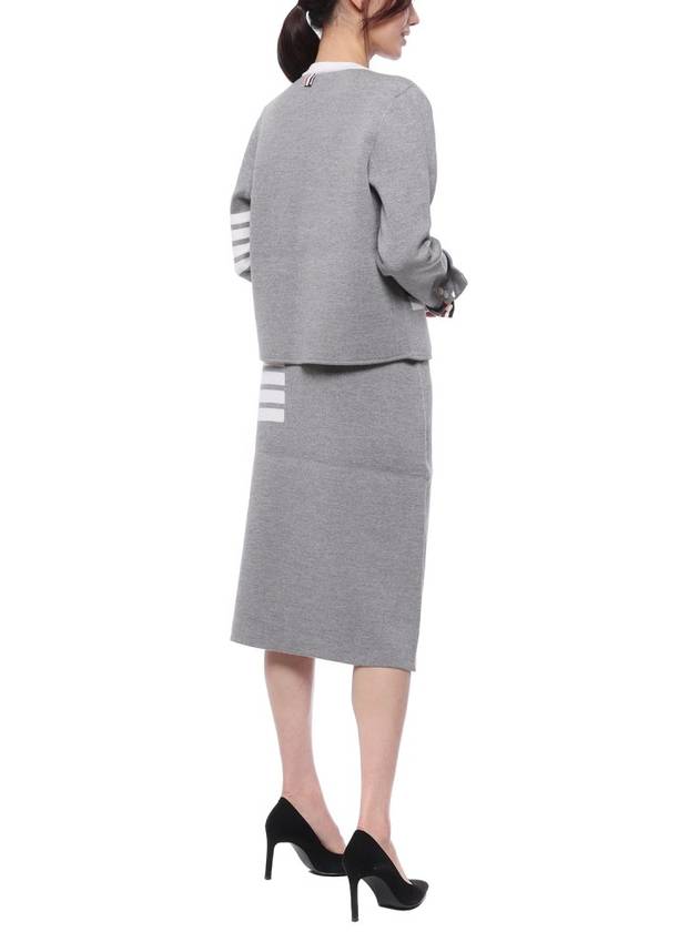 Double Face 4Bar Wool Cardigan Grey - THOM BROWNE - BALAAN 7