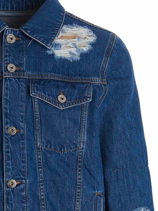 Distressed Collar Button-Up Denim Jacket Blue - JW ANDERSON - BALAAN 4