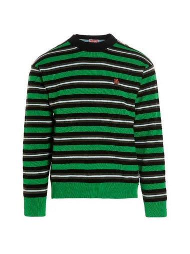 Boke Flower Patch Striped Wool Knit Top Grass Green - KENZO - BALAAN 1