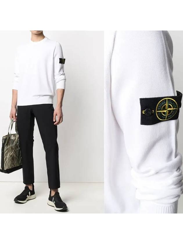 Wappen Patch Cotton Knit Top White - STONE ISLAND - BALAAN.