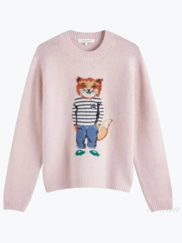 Dressed Fox Intarsia Knit Top Light Pink - MAISON KITSUNE - BALAAN 2