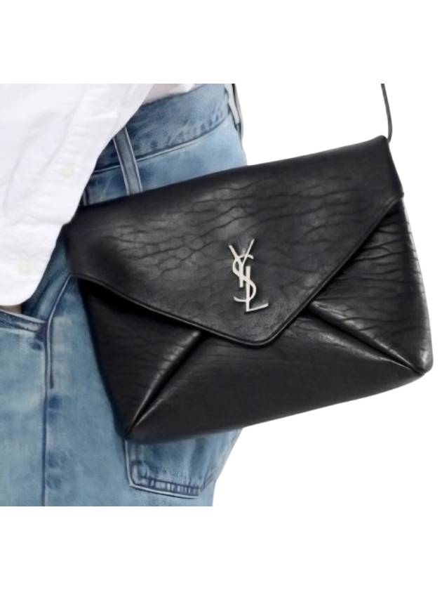 Cassandre Envelope Strap Leather Cross Bag Black - SAINT LAURENT - BALAAN 8