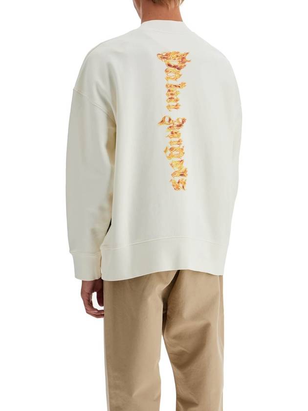 Palm Angels Burning Crew Neck Sweatshirt Off White - PALM ANGELS - BALAAN 4