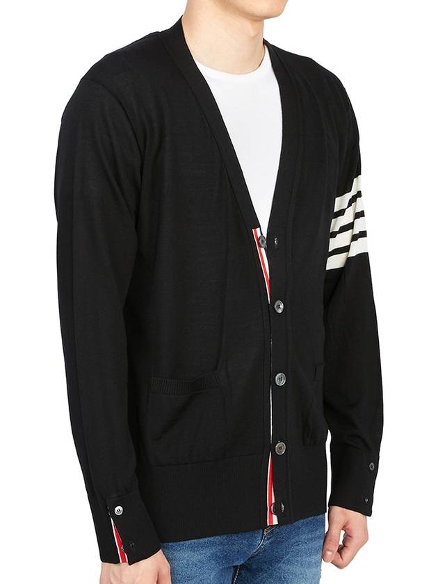 Men's Sustainable Classic Diagonal Wool Cardigan Black - THOM BROWNE - BALAAN 5