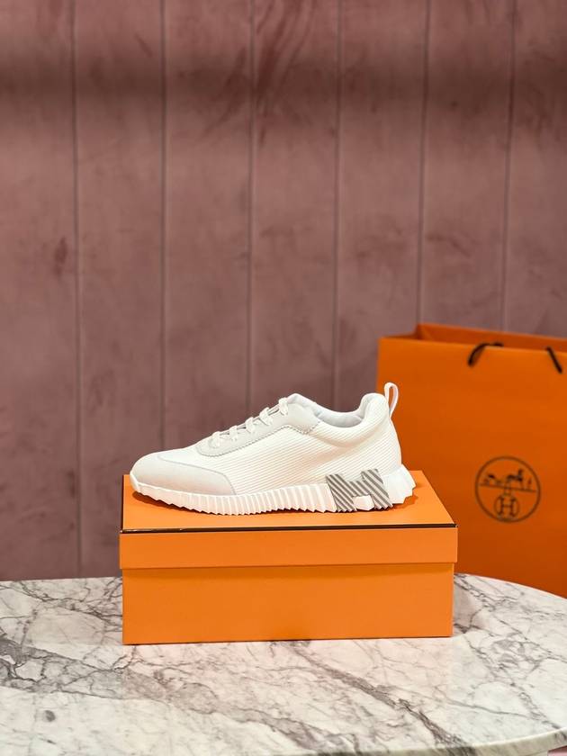 Bouncing Sneakers Mesh Suede Goatskin Blanc Blanc - HERMES - BALAAN 3